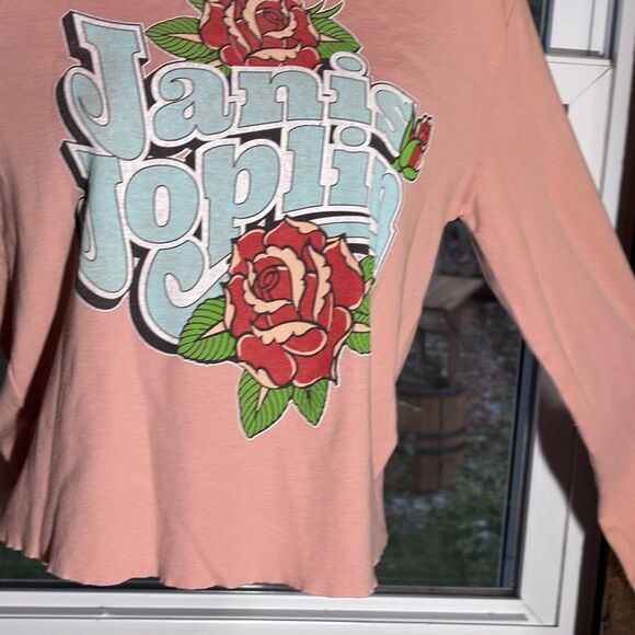 Rowdy Sprout Janis Joplin Rose Long Sleeve Rib Tee in Blush Teen Size 18 (L) - Picture 3 of 16